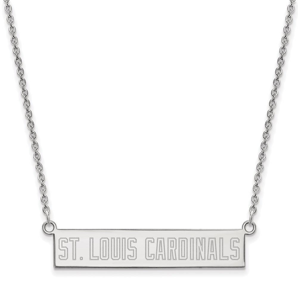 Sterling Silver MLB St. Louis Cardinals Small Bar Necklace, 18 Inch, Item N25683 by The Black Bow Jewelry Co.
