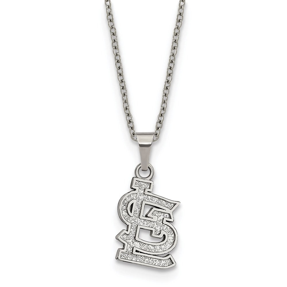 Stainless Steel MLB St. Louis Cardinals Small STL Necklace, 18-20 Inch, Item N25684 by The Black Bow Jewelry Co.