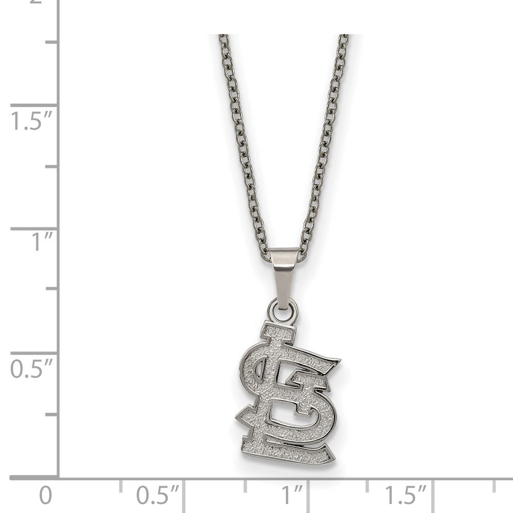 Alternate view of the Stainless Steel MLB St. Louis Cardinals Small STL Necklace, 18-20 Inch by The Black Bow Jewelry Co.