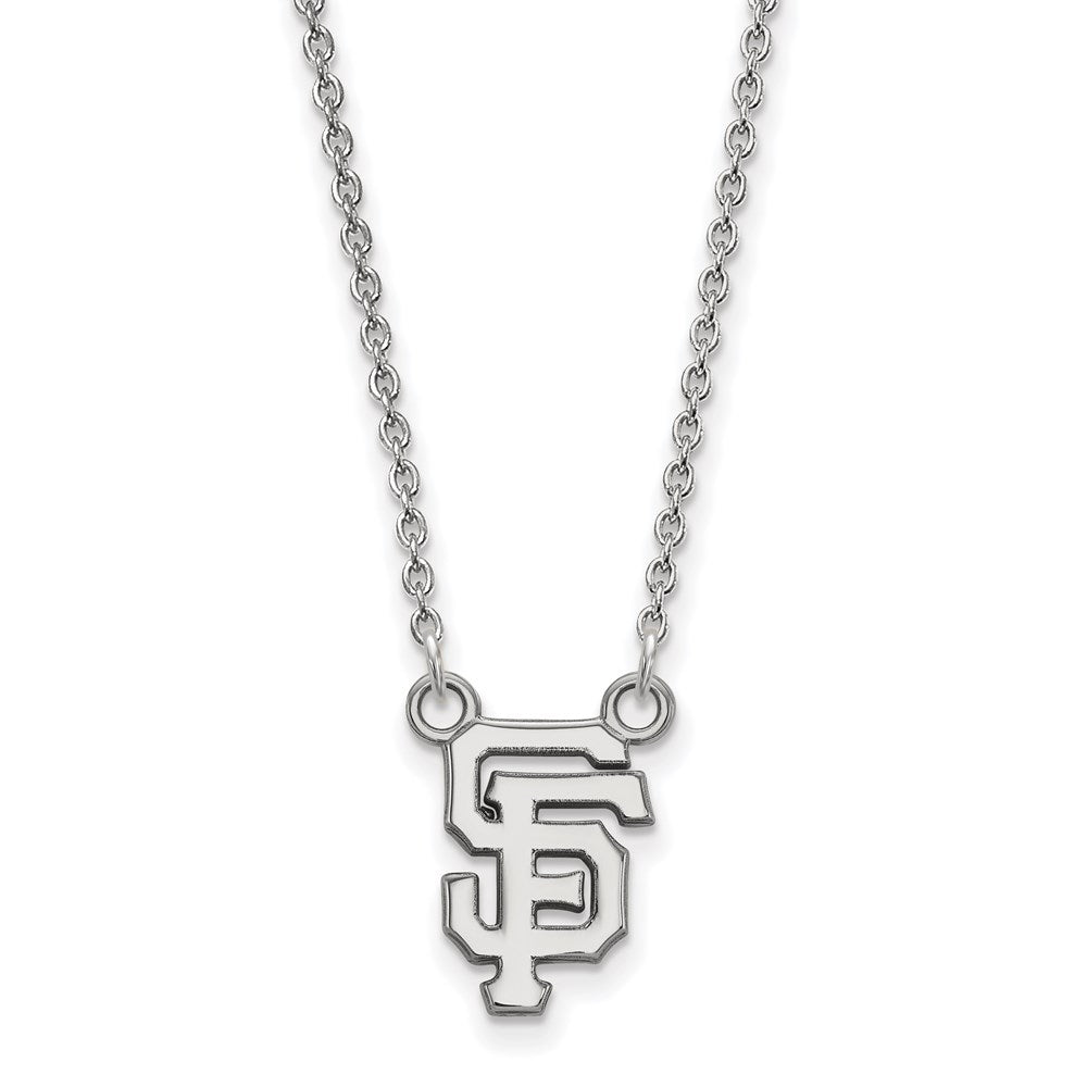 10K White Gold MLB San Francisco Giants Small Necklace, 18 Inch, Item N25685 by The Black Bow Jewelry Co.