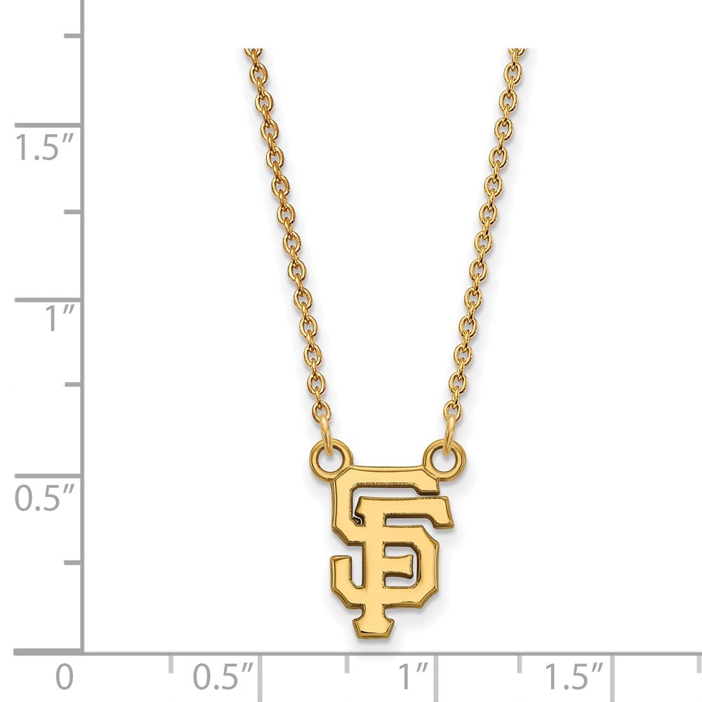 Alternate view of the 10K Yellow Gold MLB San Francisco Giants Small Necklace, 18 Inch by The Black Bow Jewelry Co.