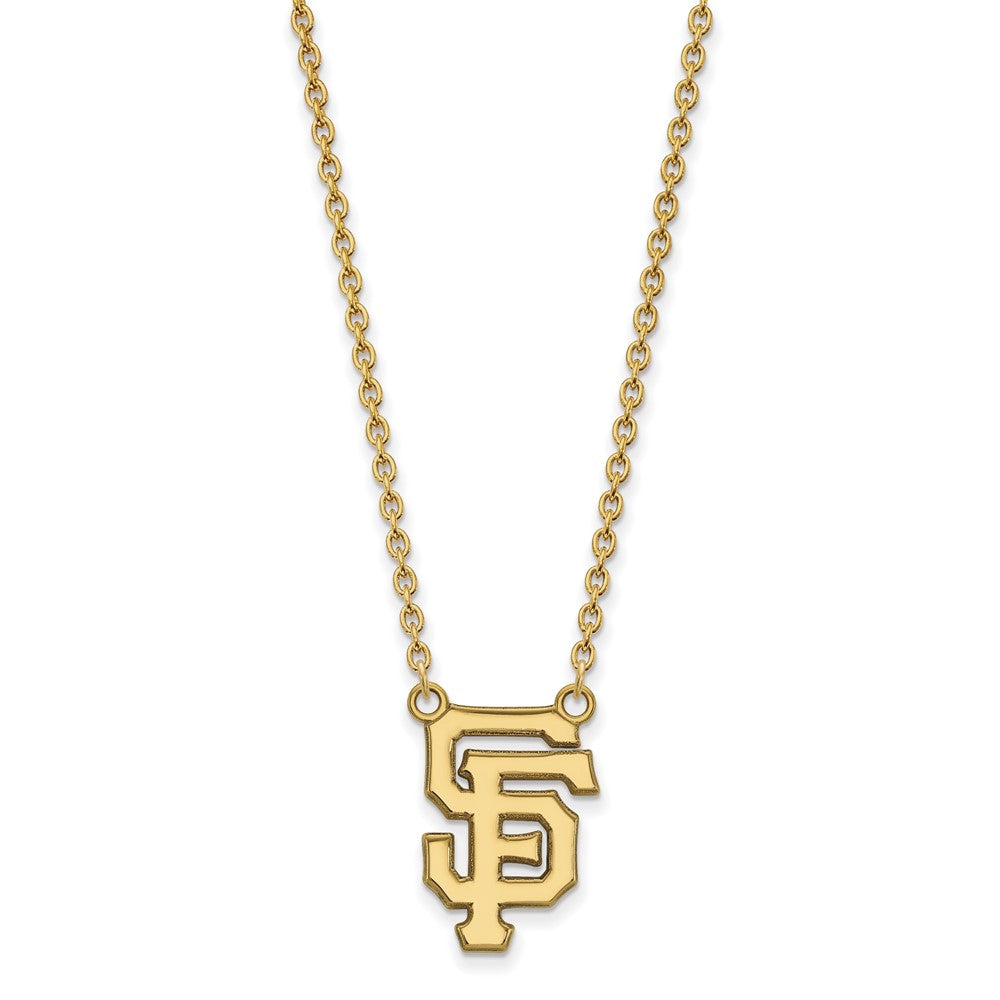 10K Yellow Gold MLB San Francisco Giants Large Necklace, 18 Inch, Item N25692 by The Black Bow Jewelry Co.