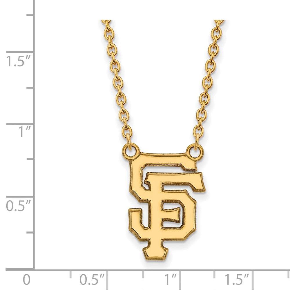 Alternate view of the 14K Yellow Gold MLB San Francisco Giants Large Necklace, 18 Inch by The Black Bow Jewelry Co.