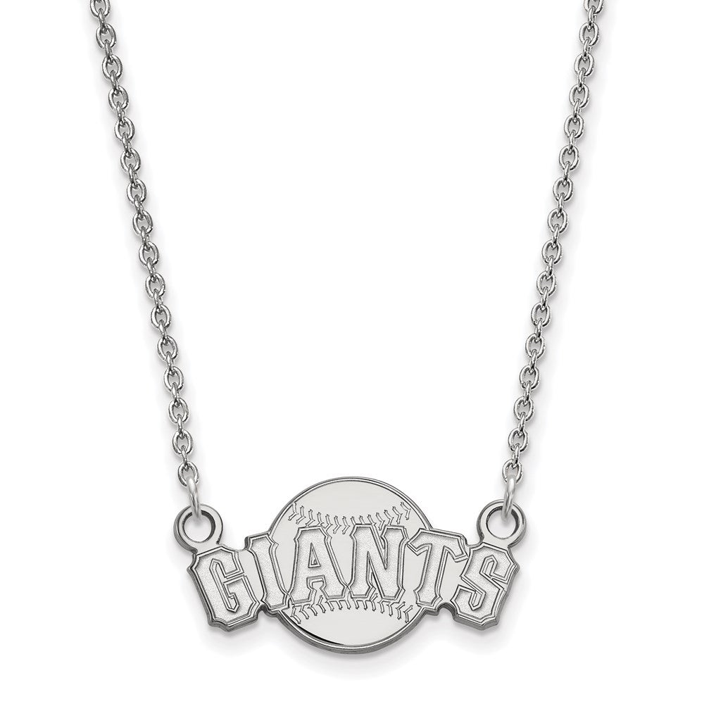14K White Gold MLB San Francisco Giants SM Script Necklace, 18 Inch, Item N25699 by The Black Bow Jewelry Co.
