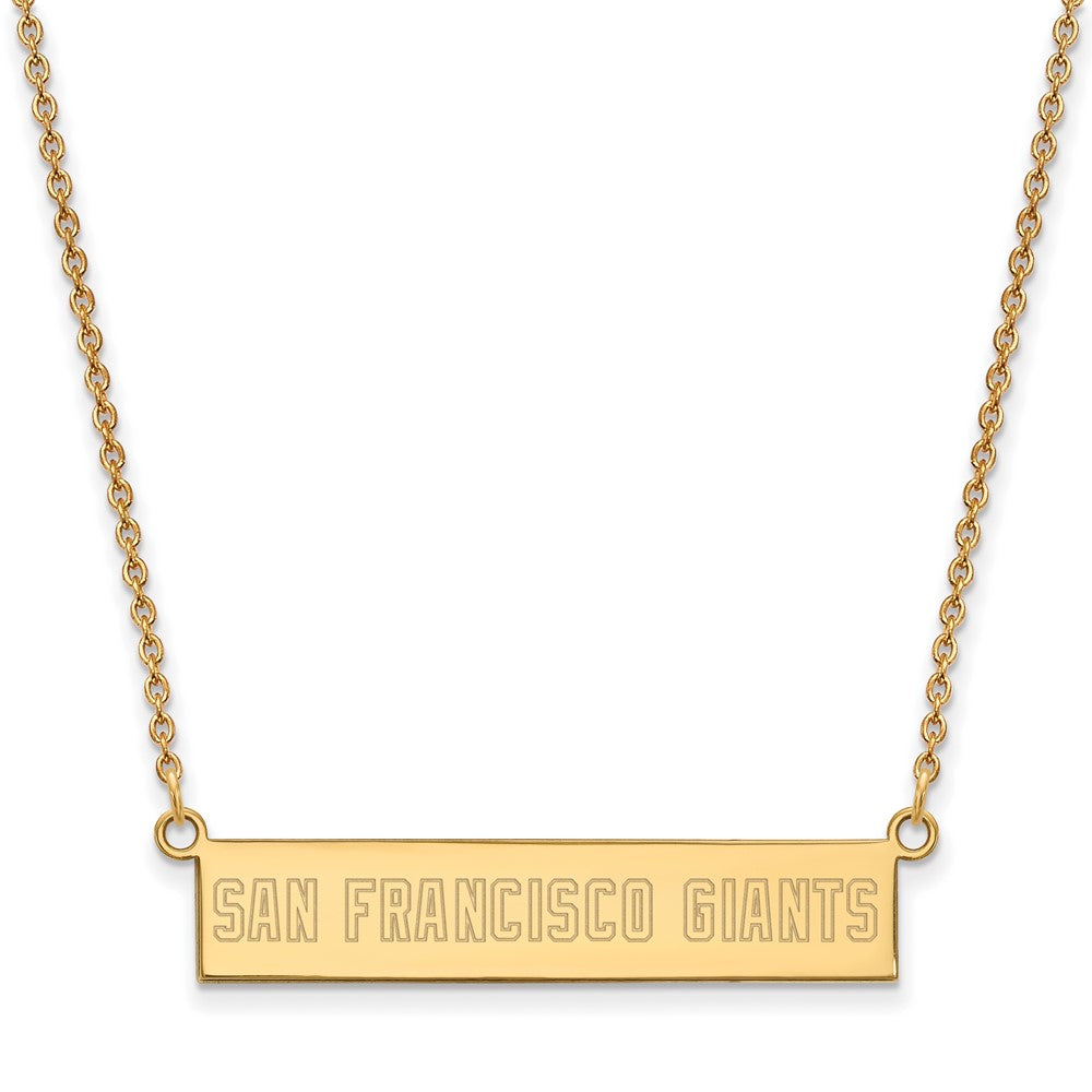 14K Gold Plated S.S. MLB San Francisco Giants SM Bar Necklace, 18 Inch, Item N25703 by The Black Bow Jewelry Co.