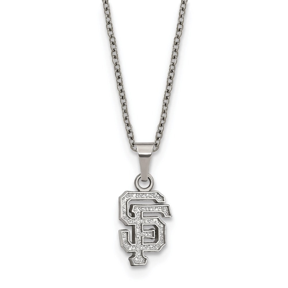Stainless Steel MLB San Francisco Giants Small S-F Necklace, 18-20 In, Item N25705 by The Black Bow Jewelry Co.