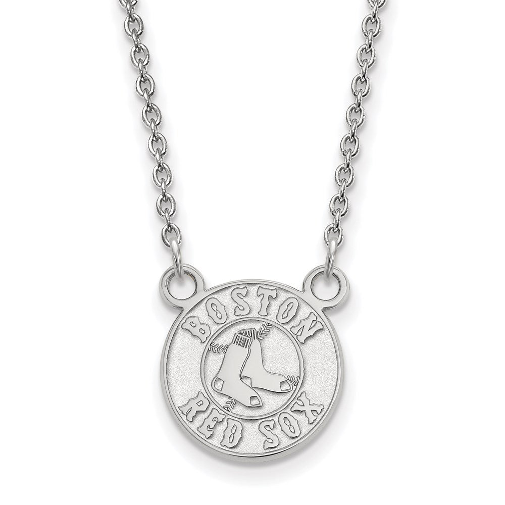 Sterling Silver MLB Boston Red Sox Small Disc Necklace, 18 Inch, Item N25711 by The Black Bow Jewelry Co.