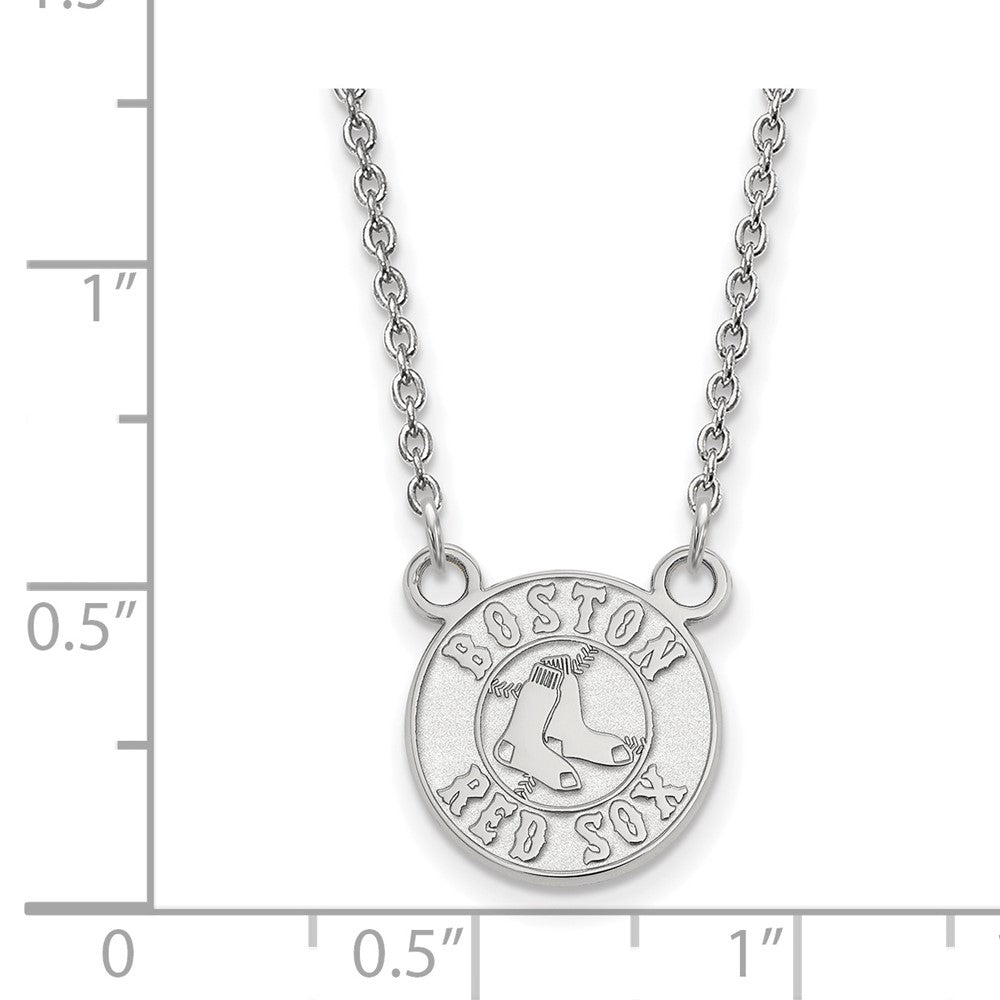 Alternate view of the Sterling Silver MLB Boston Red Sox Small Disc Necklace, 18 Inch by The Black Bow Jewelry Co.