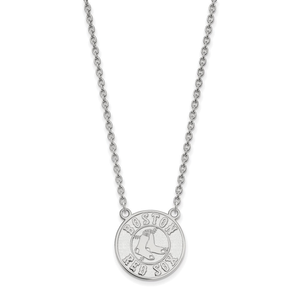 Sterling Silver MLB Boston Red Sox Large Disc Necklace, 18 Inch, Item N25717 by The Black Bow Jewelry Co.