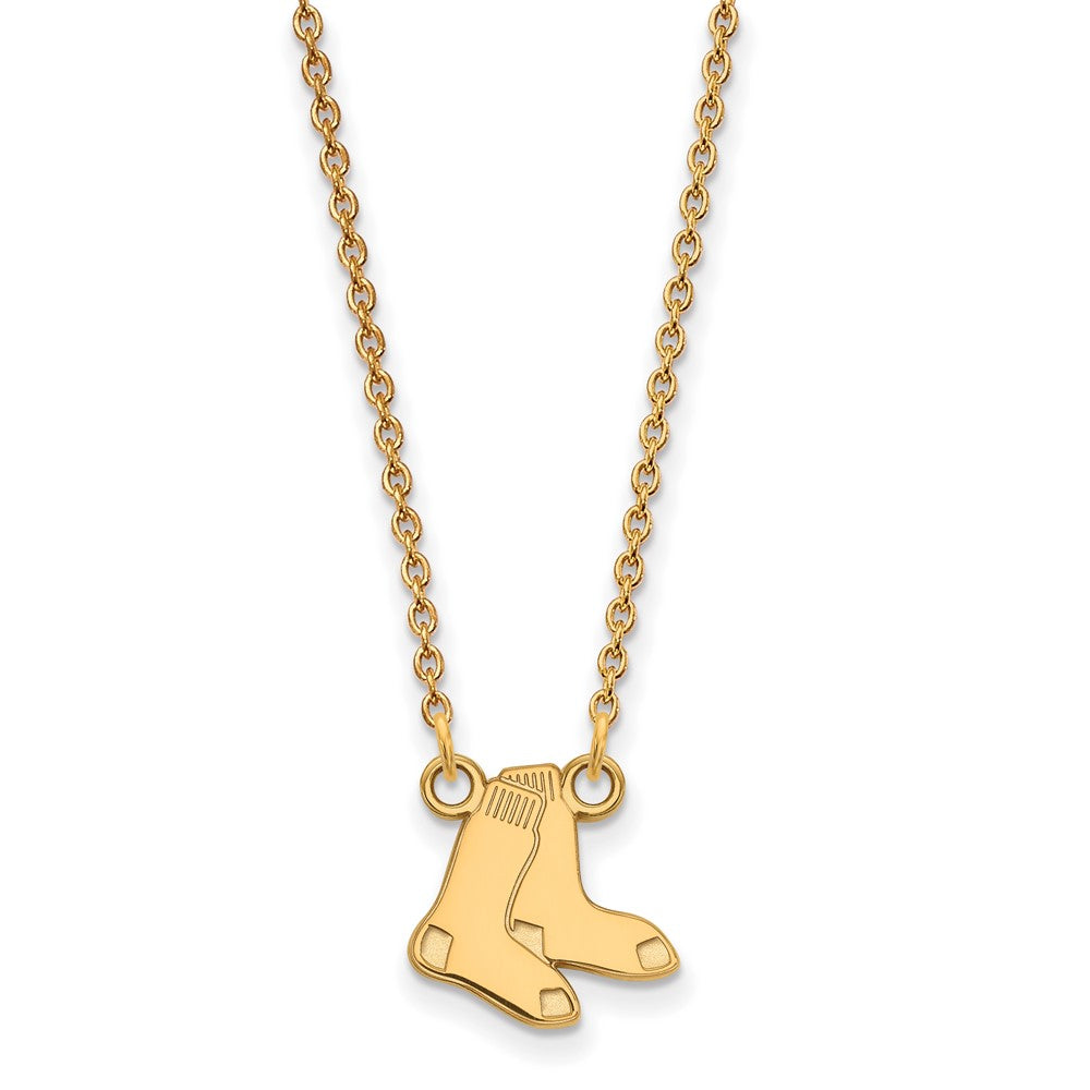 14K Yellow Gold MLB Boston Red Sox Small Pair of Socks Necklace, 18 In, Item N25721 by The Black Bow Jewelry Co.