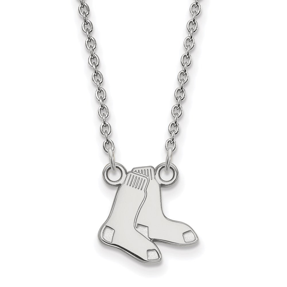 Sterling Silver MLB Boston Red Sox Small Socks Necklace, 18 Inch, Item N25723 by The Black Bow Jewelry Co.