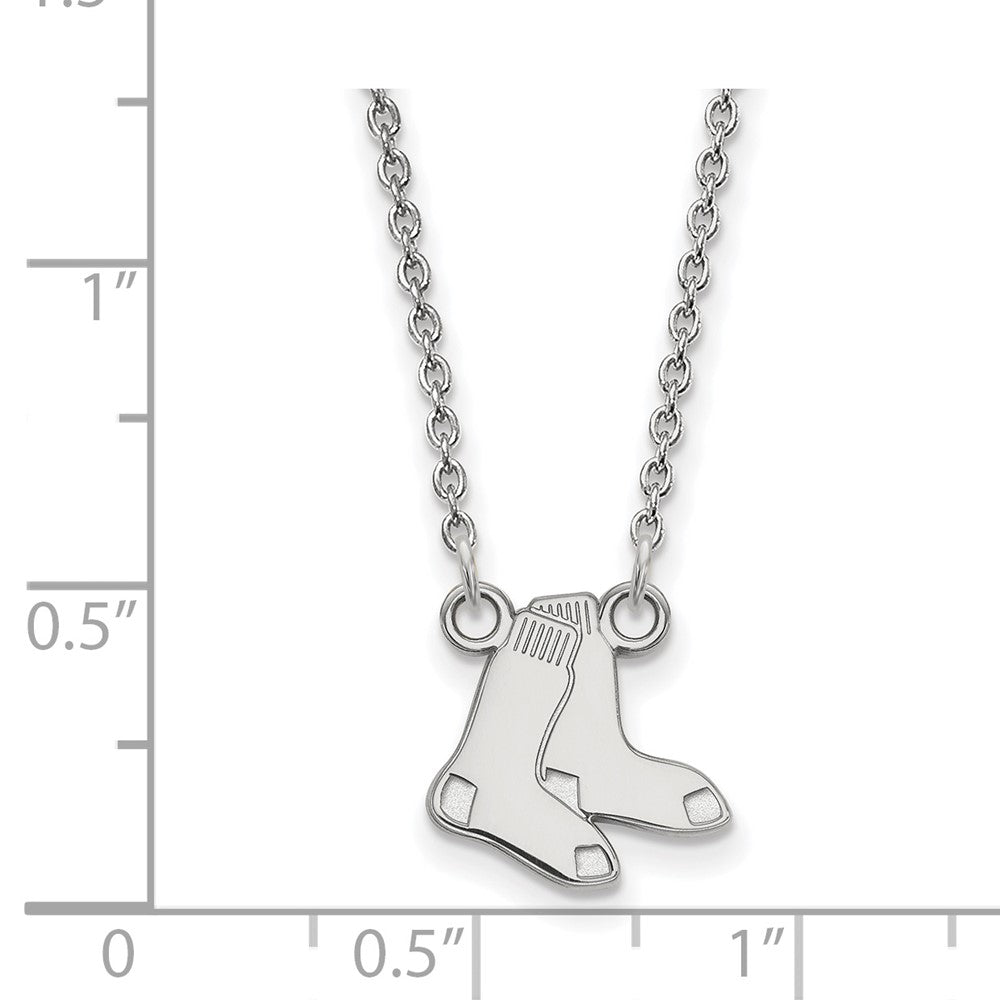 Alternate view of the Sterling Silver MLB Boston Red Sox Small Socks Necklace, 18 Inch by The Black Bow Jewelry Co.