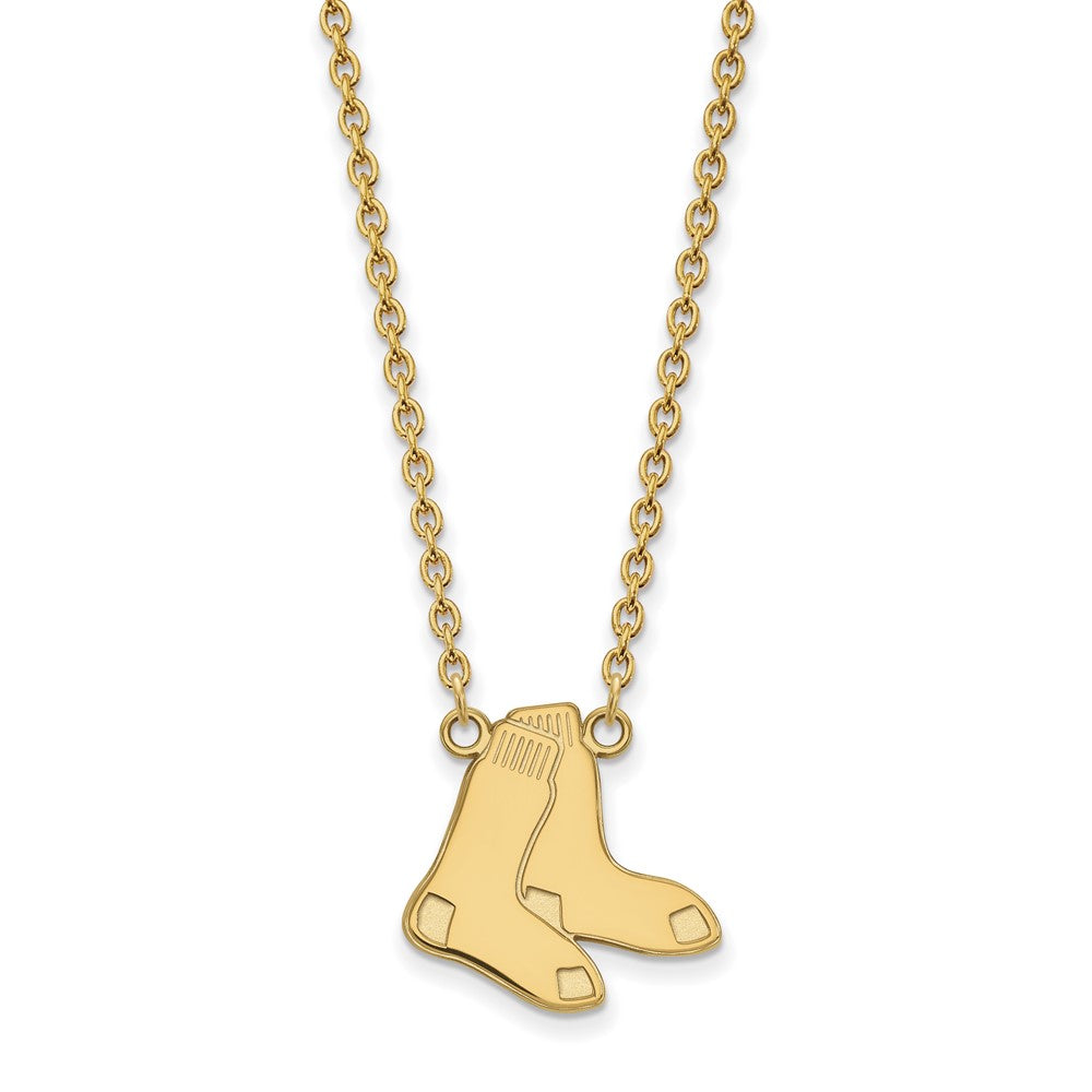 10K Yellow Gold MLB Boston Red Sox Large Pair of Socks Necklace, 18 In, Item N25725 by The Black Bow Jewelry Co.