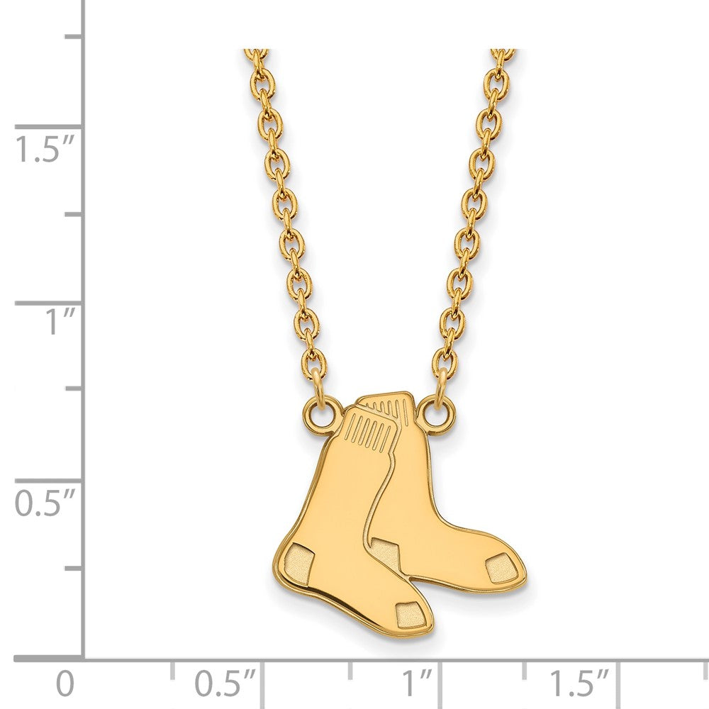 Alternate view of the 14K Gold Plated S.S. MLB Boston Red Sox Large Socks Necklace, 18 Inch by The Black Bow Jewelry Co.