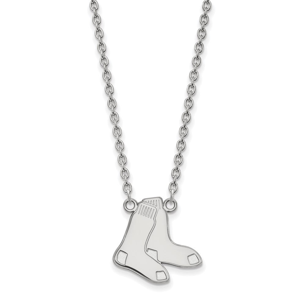 Sterling Silver MLB Boston Red Sox Large Socks Necklace, 18 Inch, Item N25729 by The Black Bow Jewelry Co.