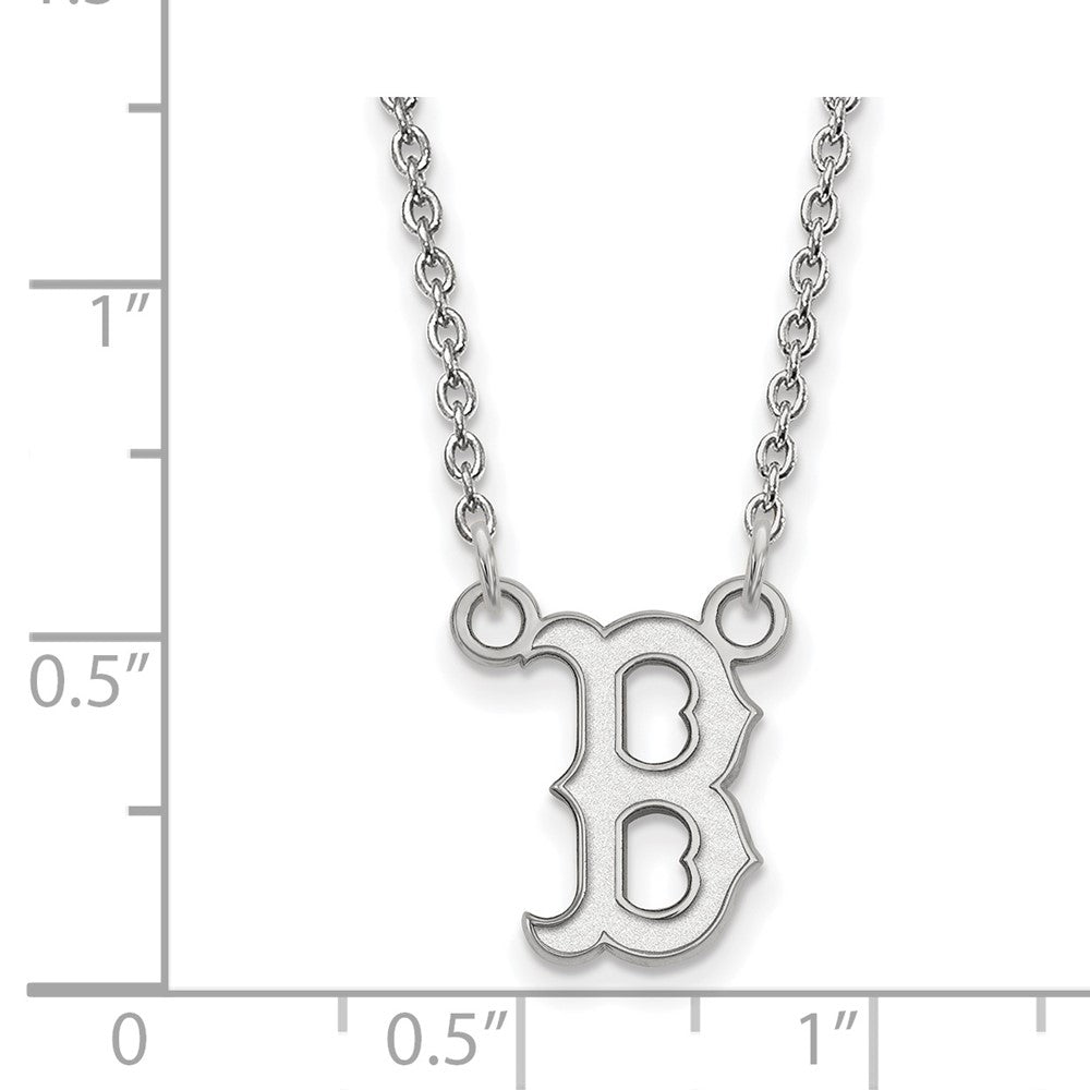 Alternate view of the 10K White Gold MLB Boston Red Sox Small Letter B Necklace, 18 Inch by The Black Bow Jewelry Co.