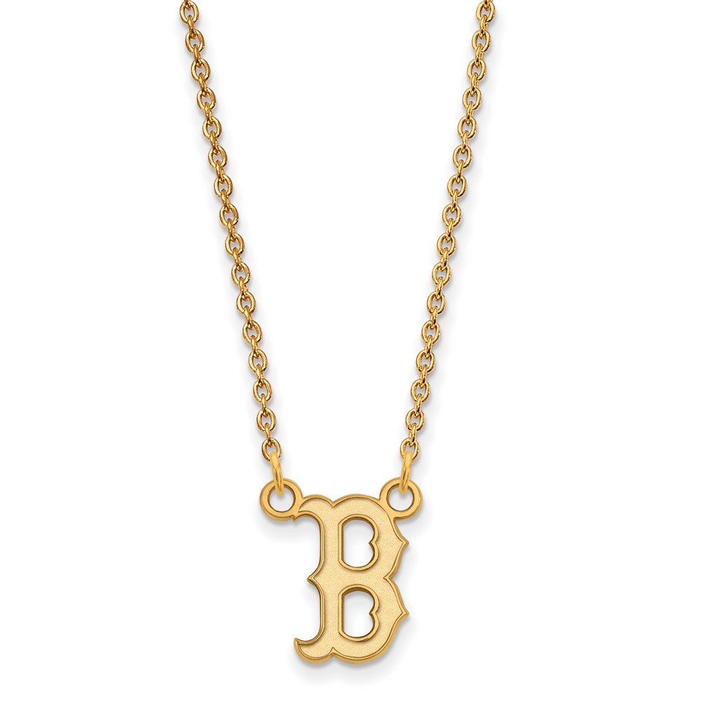 14K Gold Plated S.S. MLB Boston Red Sox SM Letter B Necklace, 18 Inch, Item N25734 by The Black Bow Jewelry Co.