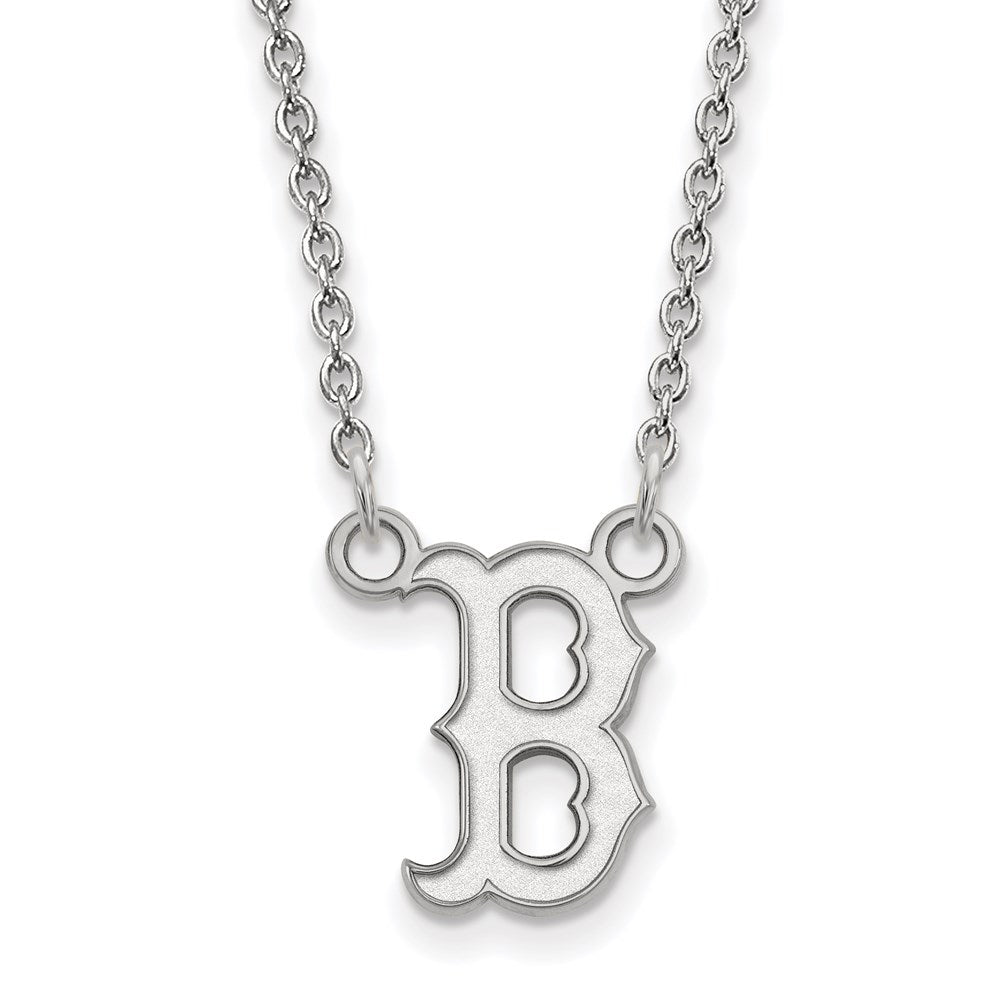 Sterling Silver MLB Boston Red Sox Small Letter B Necklace, 18 Inch, Item N25735 by The Black Bow Jewelry Co.