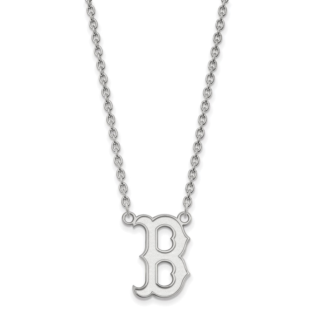 14K White Gold MLB Boston Red Sox Large Letter B Necklace, 18 Inch, Item N25738 by The Black Bow Jewelry Co.