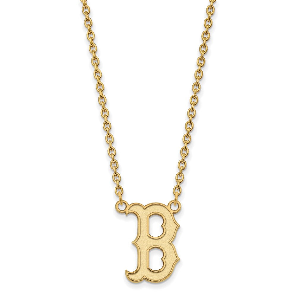 14K Yellow Gold MLB Boston Red Sox Large Letter B Necklace, 18 Inch, Item N25739 by The Black Bow Jewelry Co.