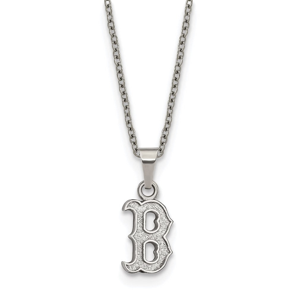 Stainless Steel MLB Boston Red Sox Small Letter B Necklace, 18-20 Inch, Item N25744 by The Black Bow Jewelry Co.