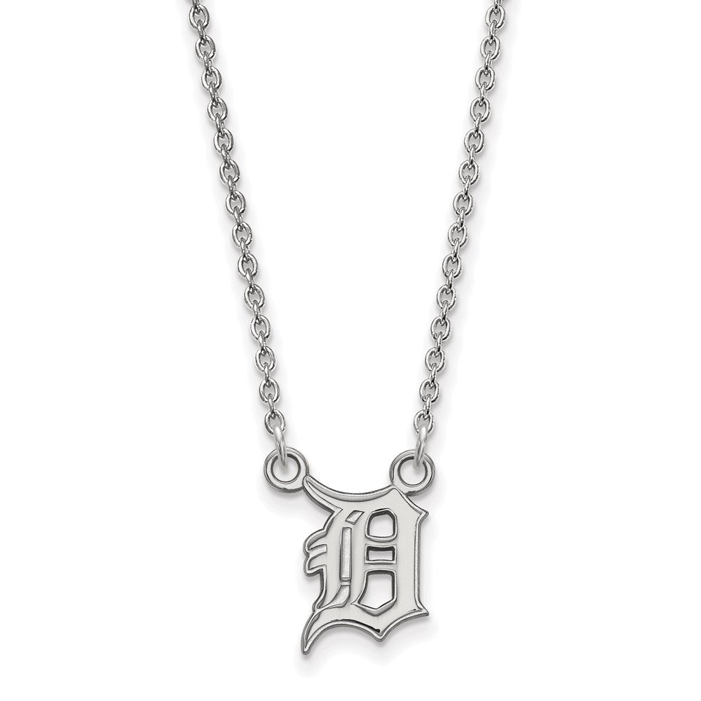 10K White Gold MLB Detroit Tigers Small Letter D Necklace, 18 Inch, Item N25745 by The Black Bow Jewelry Co.