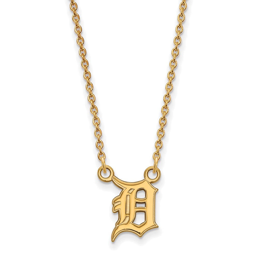 10K Yellow Gold MLB Detroit Tigers Small Letter D Necklace, 18 Inch, Item N25746 by The Black Bow Jewelry Co.