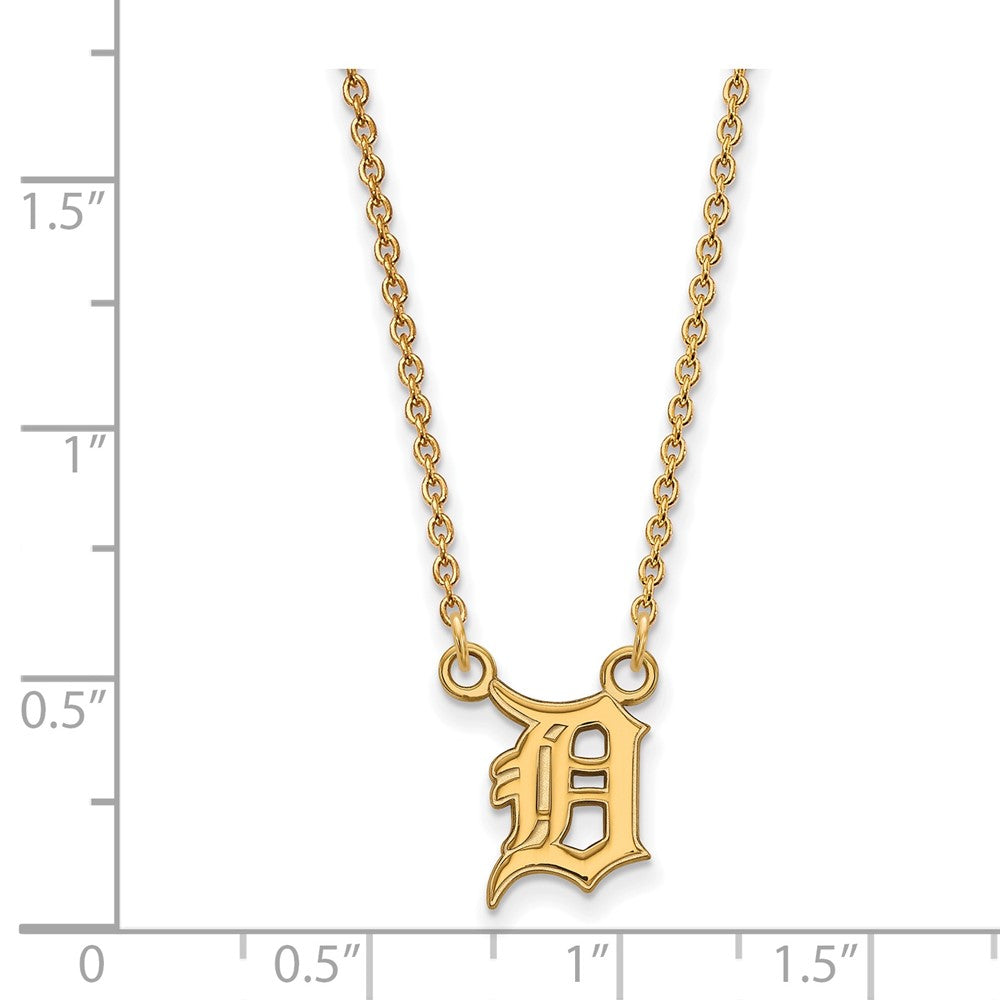 Alternate view of the 10K Yellow Gold MLB Detroit Tigers Small Letter D Necklace, 18 Inch by The Black Bow Jewelry Co.
