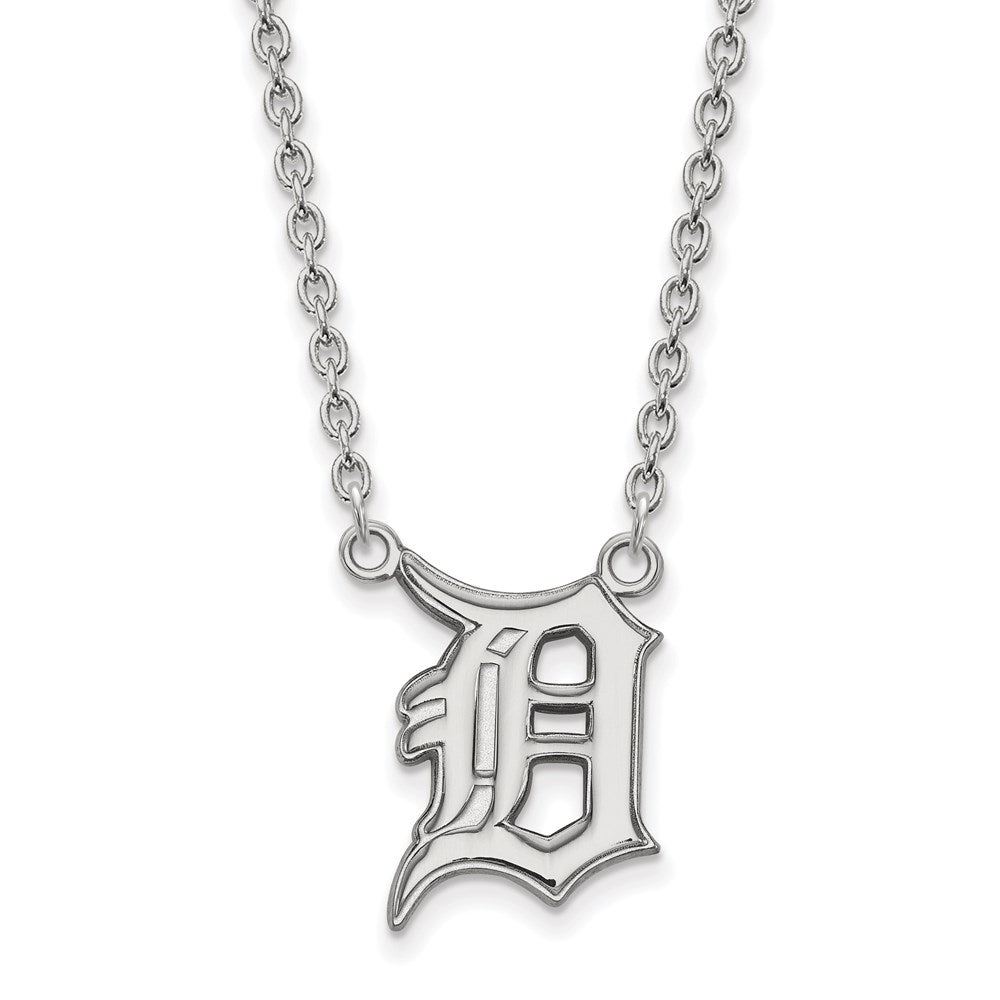 10K White Gold MLB Detroit Tigers Large Letter D Necklace, 18 Inch, Item N25751 by The Black Bow Jewelry Co.