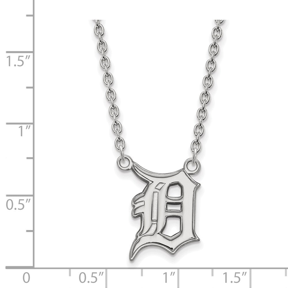 Alternate view of the 14K White Gold MLB Detroit Tigers Large Letter D Necklace, 18 Inch by The Black Bow Jewelry Co.