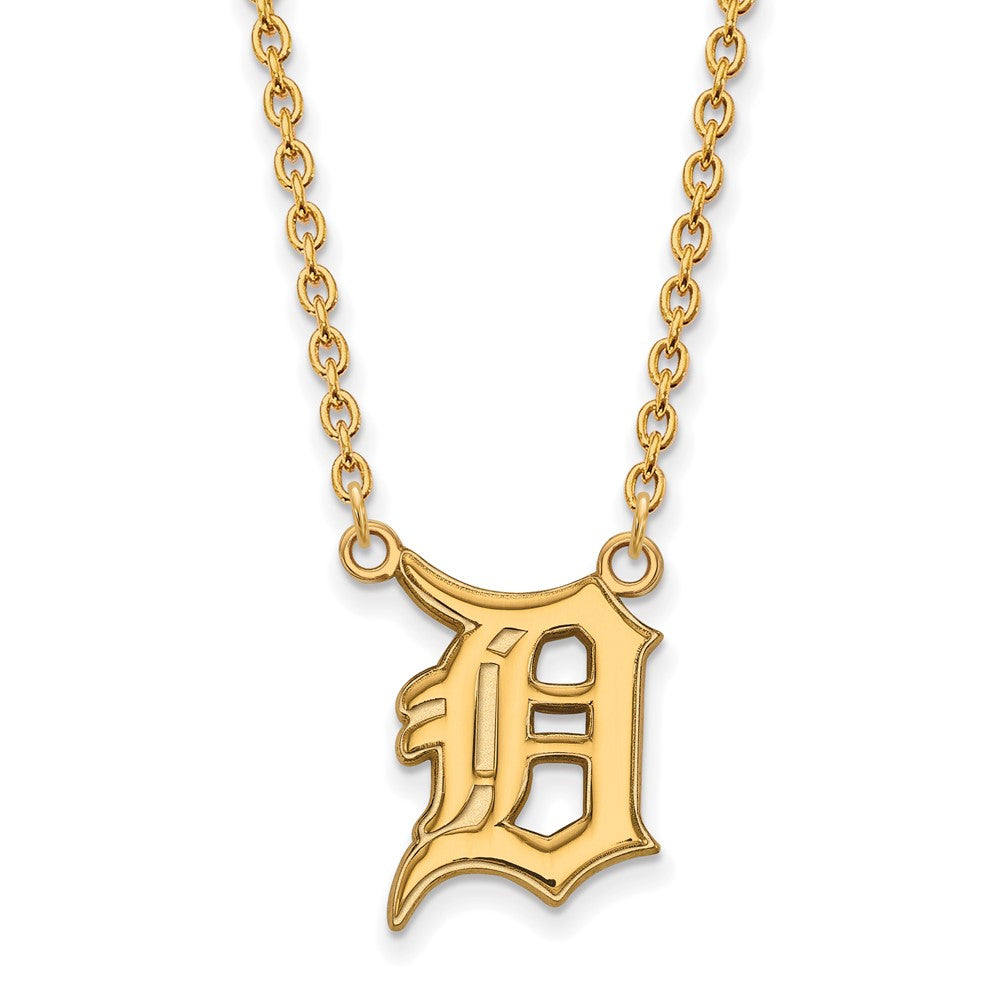 14K Yellow Gold MLB Detroit Tigers Large Letter D Necklace, 18 Inch, Item N25754 by The Black Bow Jewelry Co.