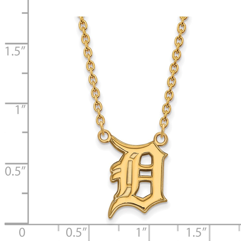 Alternate view of the 14K Yellow Gold MLB Detroit Tigers Large Letter D Necklace, 18 Inch by The Black Bow Jewelry Co.