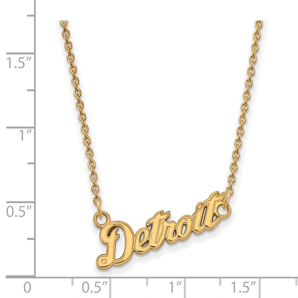 Alternate view of the 14K Gold Plated S.S. MLB Detroit Tigers Small Script Necklace, 18 Inch by The Black Bow Jewelry Co.