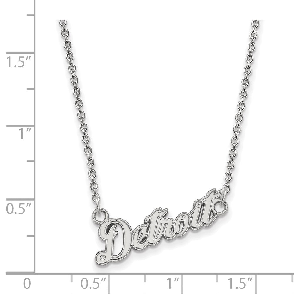 Alternate view of the Sterling Silver MLB Detroit Tigers Small Script Necklace, 18 Inch by The Black Bow Jewelry Co.