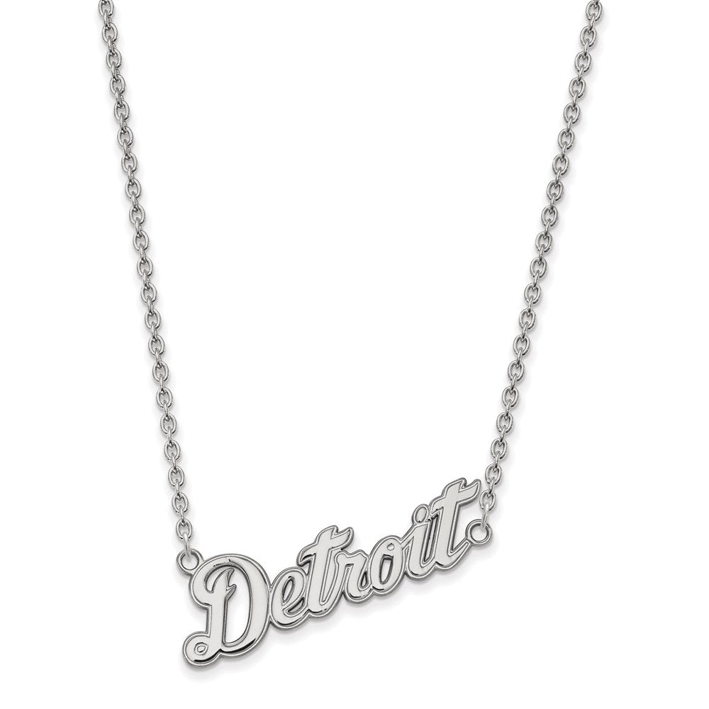 14K White Gold MLB Detroit Tigers Large Script Necklace, 18 Inch, Item N25765 by The Black Bow Jewelry Co.