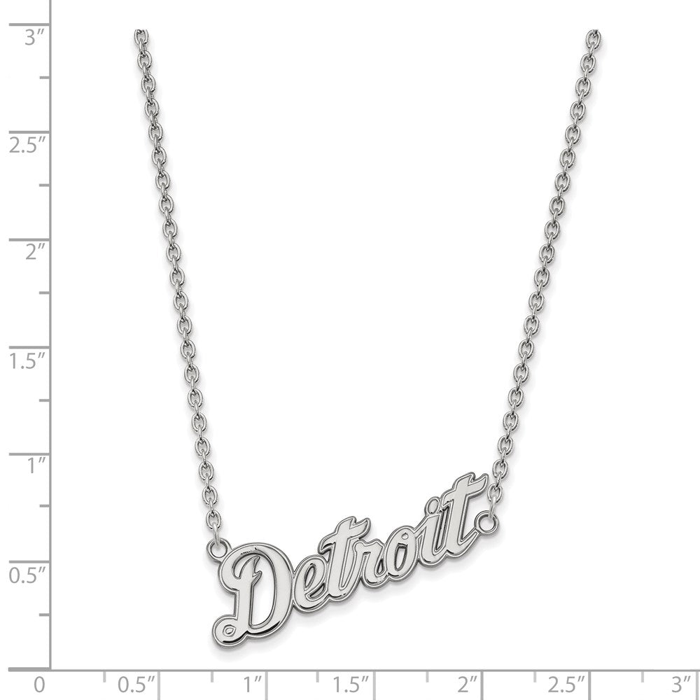 Alternate view of the 14K White Gold MLB Detroit Tigers Large Script Necklace, 18 Inch by The Black Bow Jewelry Co.