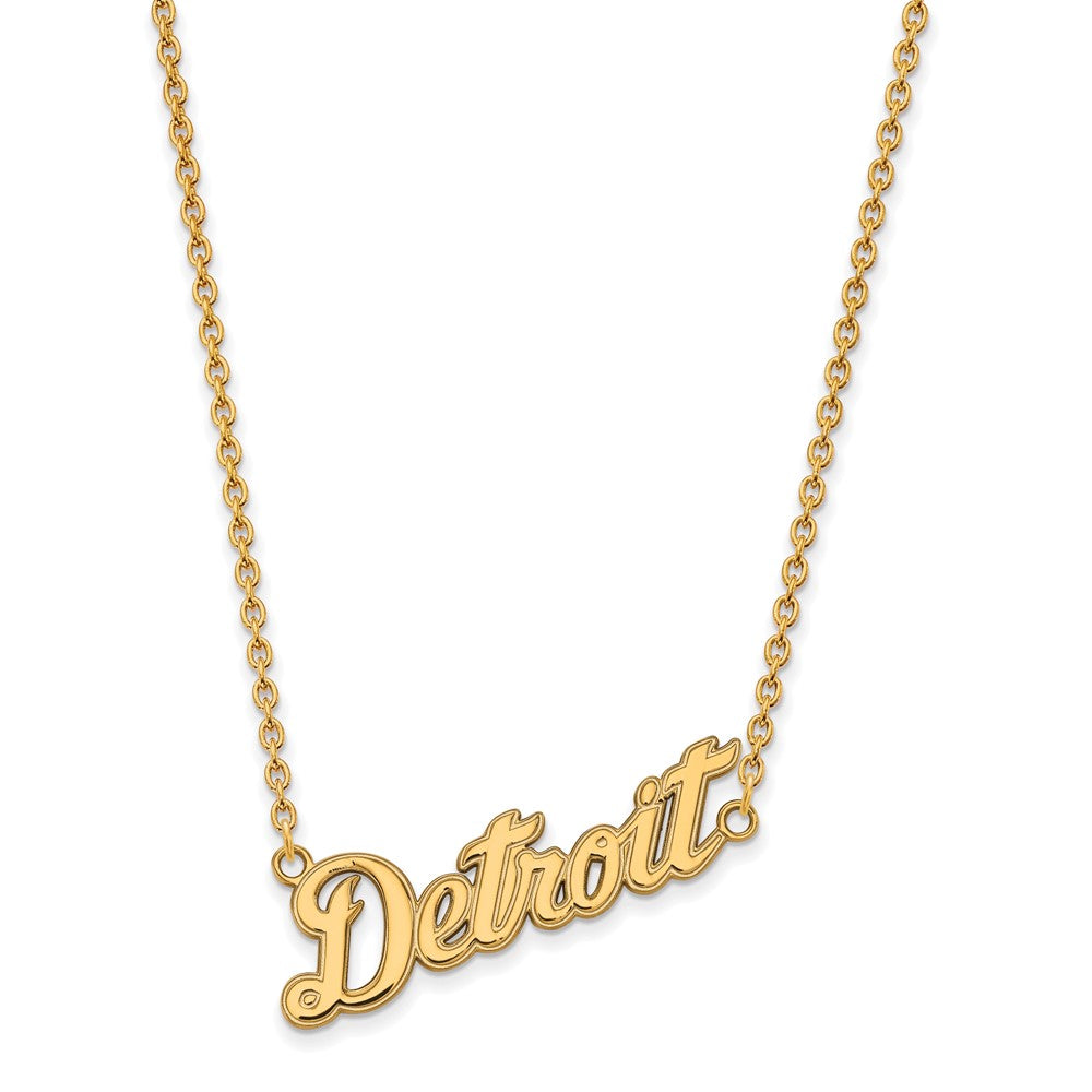 14K Yellow Gold MLB Detroit Tigers Large Script Necklace, 18 Inch, Item N25766 by The Black Bow Jewelry Co.