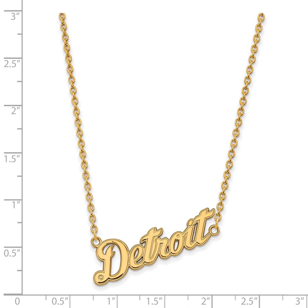 Alternate view of the 14K Gold Plated S.S. MLB Detroit Tigers Large Script Necklace, 18 Inch by The Black Bow Jewelry Co.