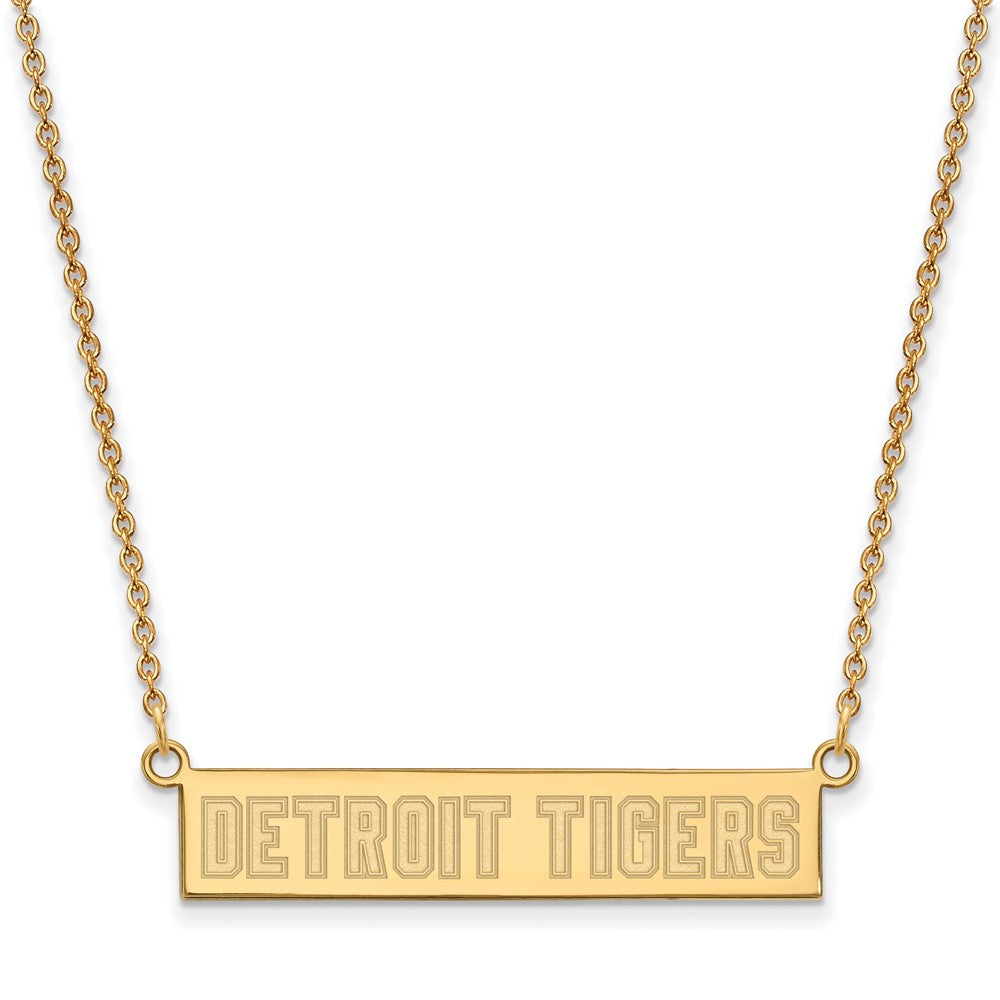 14K Gold Plated S.S. MLB Detroit Tigers Small Bar Necklace, 18 Inch, Item N25769 by The Black Bow Jewelry Co.