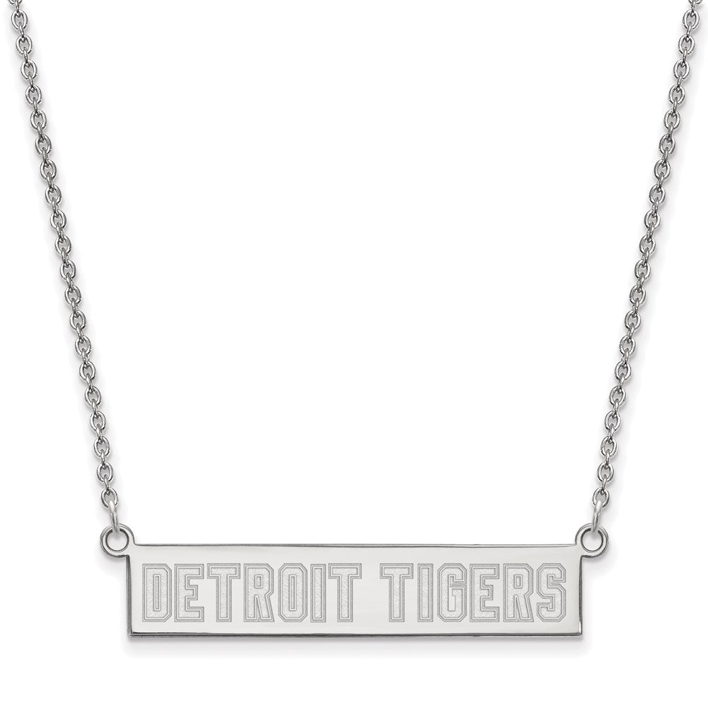 Sterling Silver MLB Detroit Tigers Small Bar Necklace, 18 Inch, Item N25770 by The Black Bow Jewelry Co.