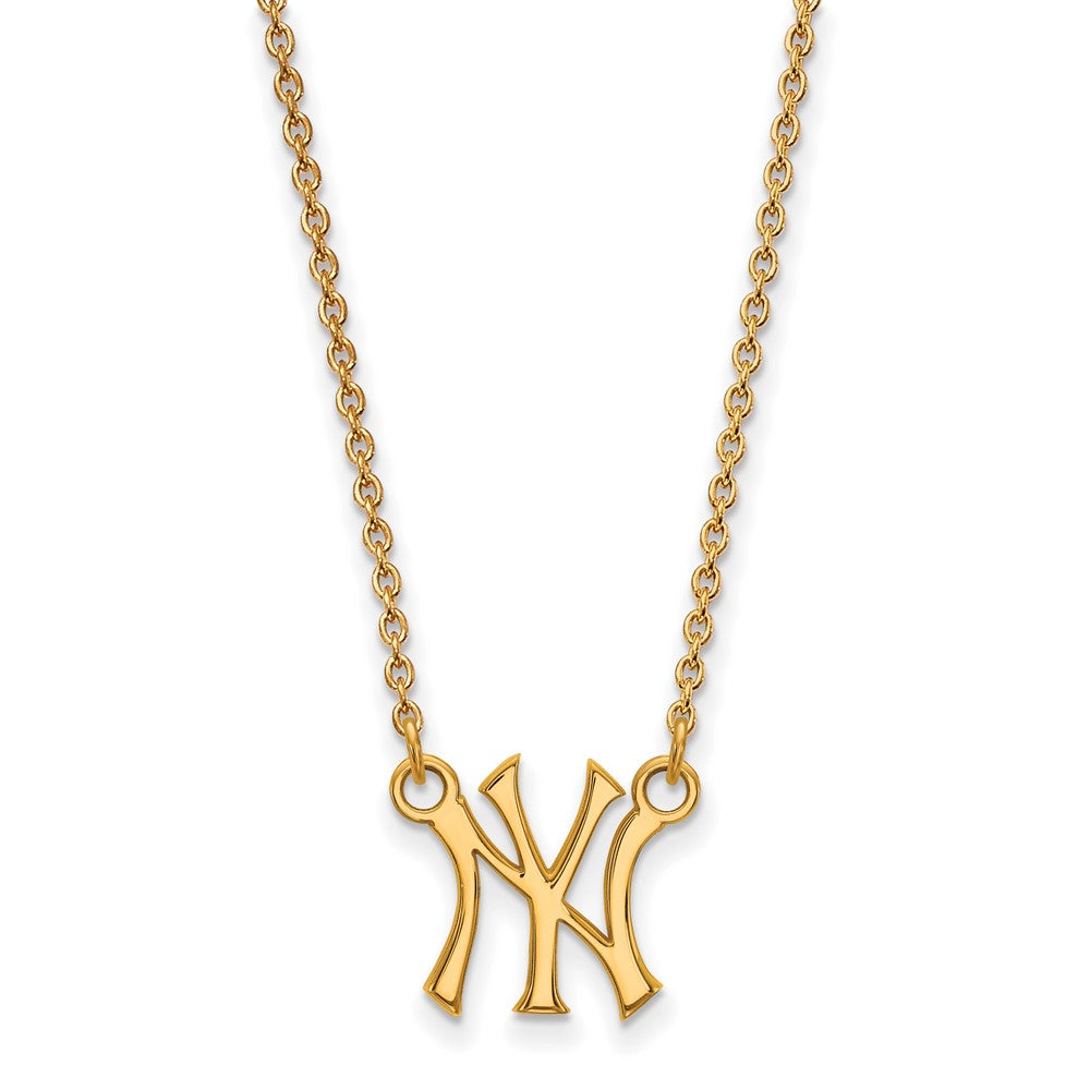 14K Gold Plated S.S. MLB New York Yankees Small Necklace, 18 Inch, Item N25776 by The Black Bow Jewelry Co.
