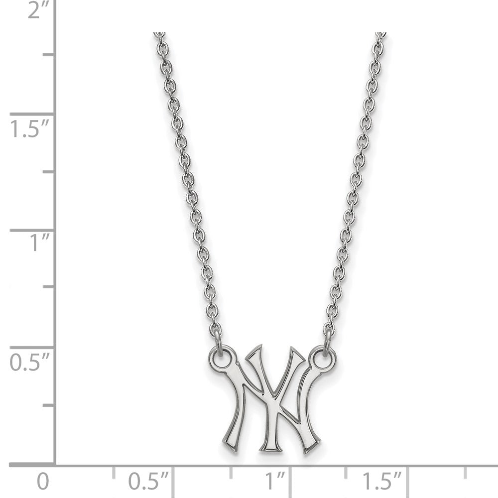 Alternate view of the Sterling Silver MLB New York Yankees Small Necklace, 18 Inch by The Black Bow Jewelry Co.