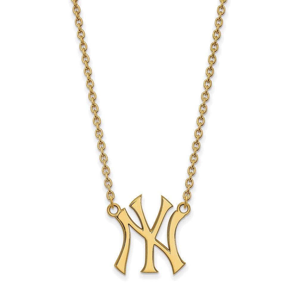 14K Yellow Gold MLB New York Yankees Large Necklace, 18 Inch, Item N25781 by The Black Bow Jewelry Co.