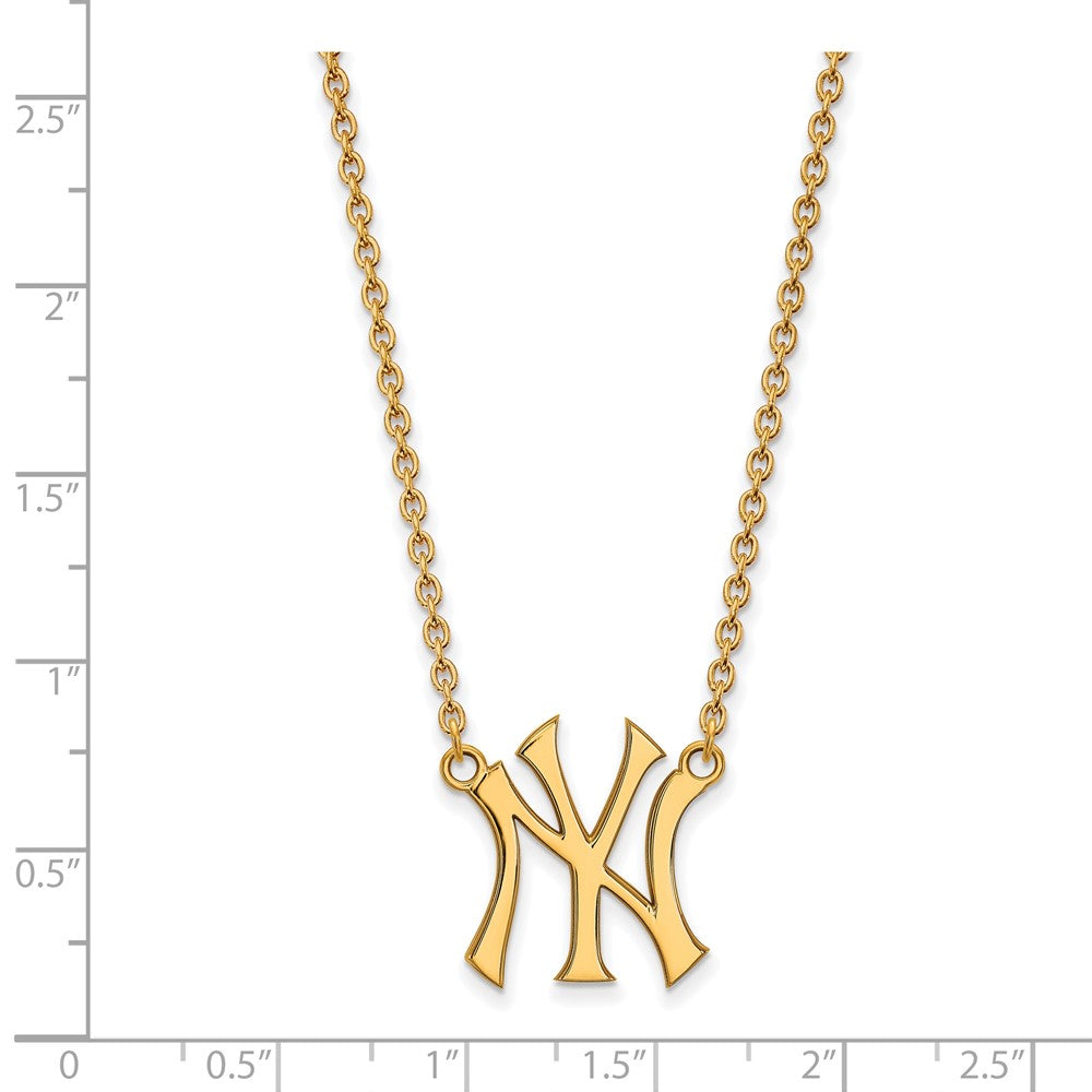 Alternate view of the 14K Gold Plated S.S. MLB New York Yankees Large Necklace, 18 Inch by The Black Bow Jewelry Co.