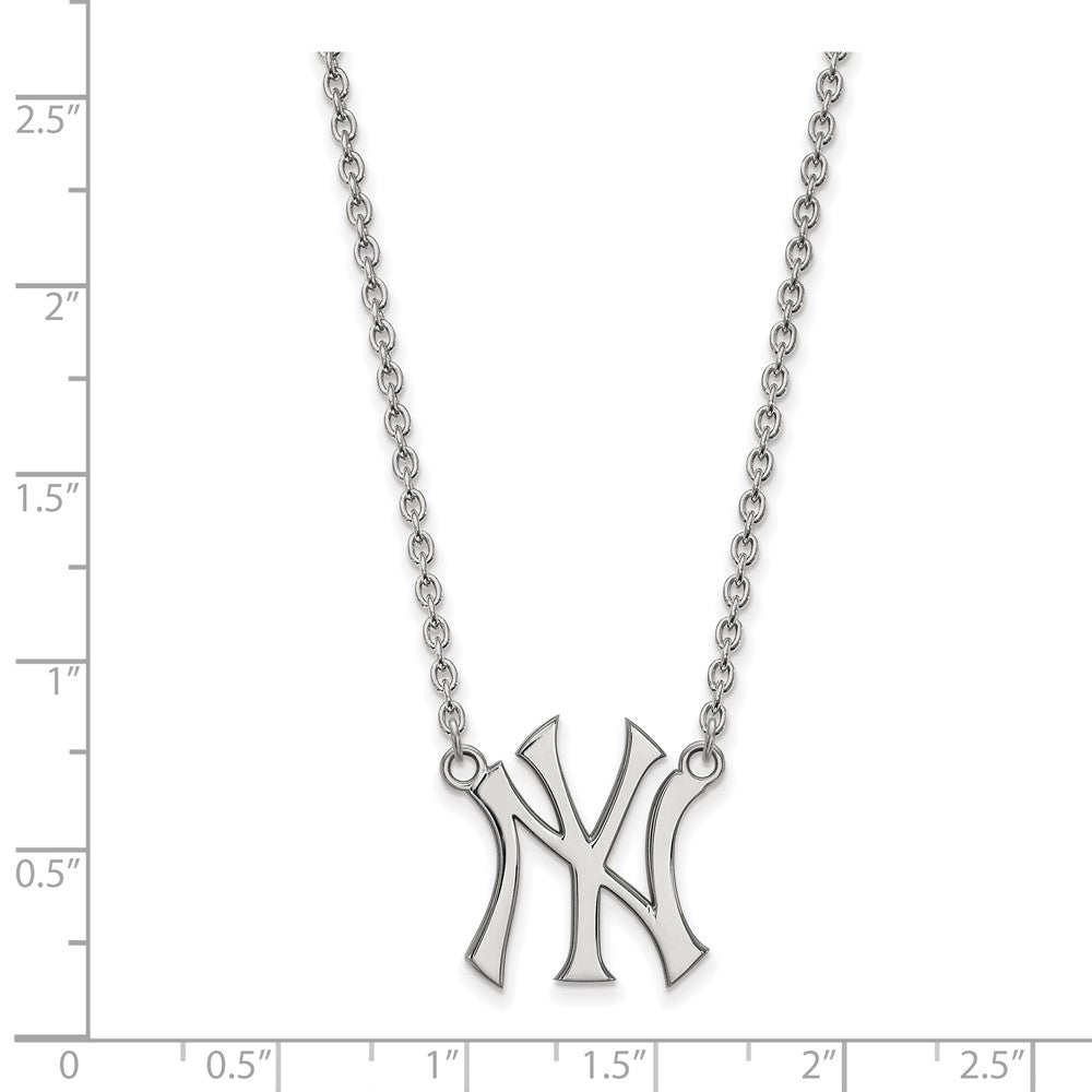 Alternate view of the Sterling Silver MLB New York Yankees Large Necklace, 18 Inch by The Black Bow Jewelry Co.
