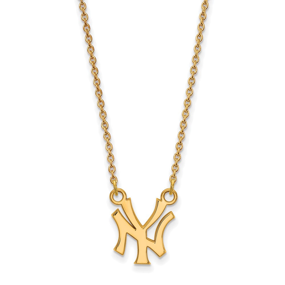 14K Gold Plated S.S. MLB New York Yankees Small N-Y Necklace, 18 Inch, Item N25788 by The Black Bow Jewelry Co.