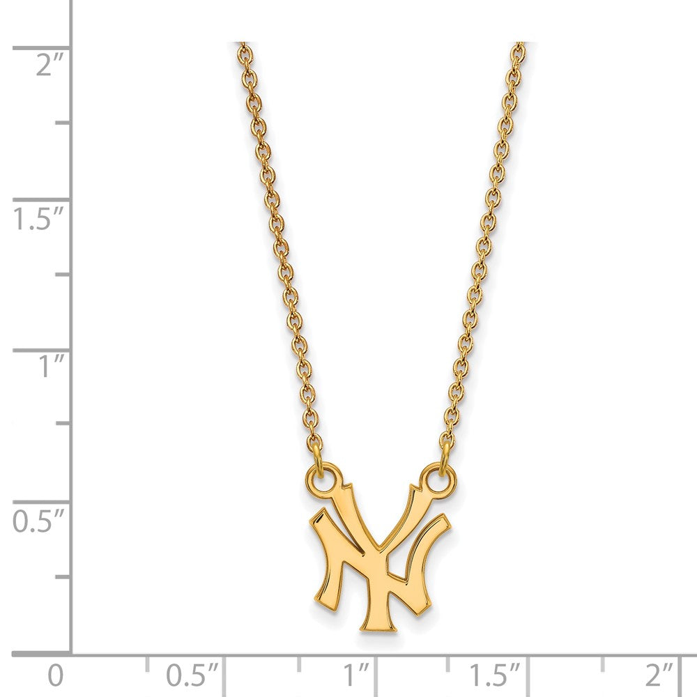Alternate view of the 14K Gold Plated S.S. MLB New York Yankees Small N-Y Necklace, 18 Inch by The Black Bow Jewelry Co.