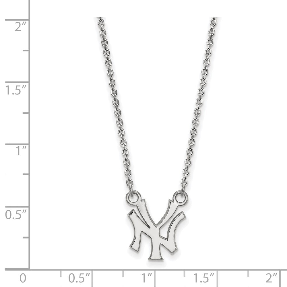 Alternate view of the Sterling Silver MLB New York Yankees Small N-Y Necklace, 18 Inch by The Black Bow Jewelry Co.