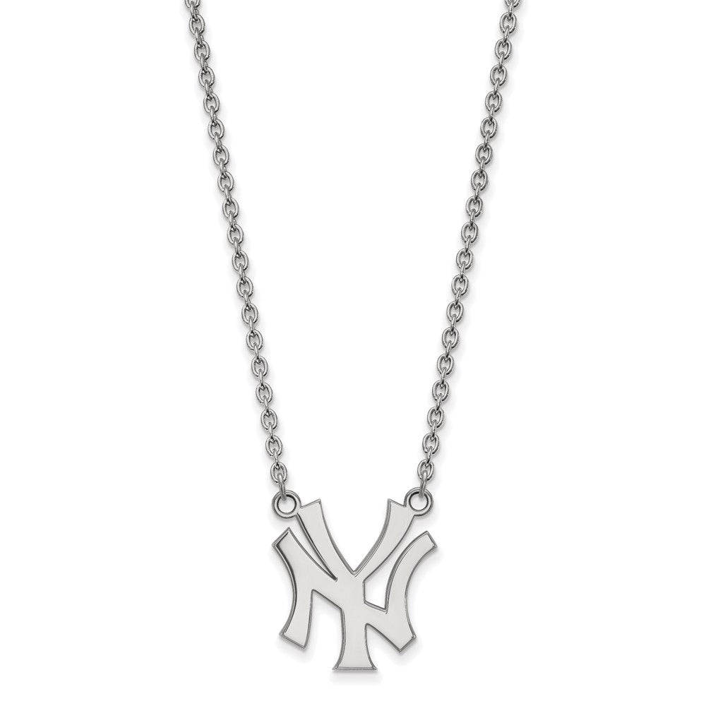 14K White Gold MLB New York Yankees Large N-Y Necklace, 18 Inch, Item N25792 by The Black Bow Jewelry Co.