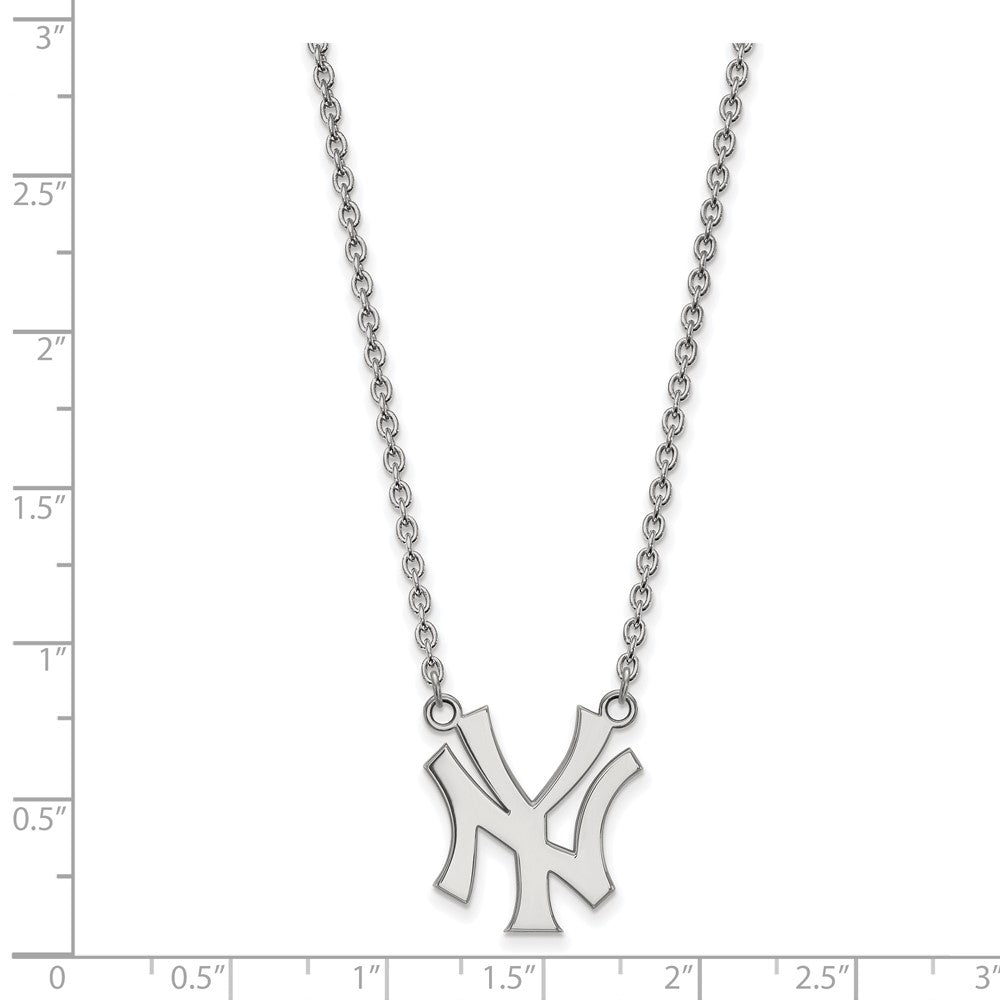 Alternate view of the 14K White Gold MLB New York Yankees Large N-Y Necklace, 18 Inch by The Black Bow Jewelry Co.